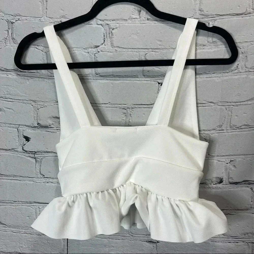NWT Nasty Gal White Deep Down Plunging Crop Top SIZE 10 - Picture 6 of 10